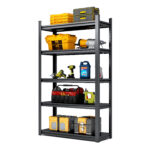 5 Tier Adjustable Metal Shelves in Black,2000 LBS. Heavy Duty Storage Shelves, Garage Shelf Industrial Shelving Units