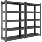 5 Tier Adjustable Metal Shelves in Black,2000 LBS. Heavy Duty Storage Shelves, Garage Shelf Industrial Shelving Units