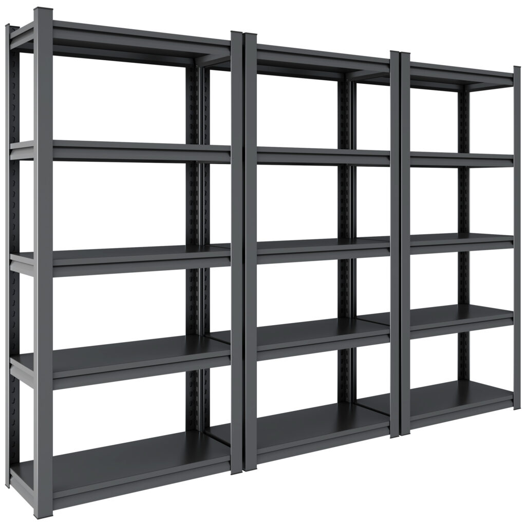 5 Tier Adjustable Metal Shelves in Black,2000 L...