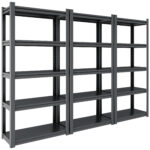 5 Tier Adjustable Metal Shelves in Black,2000 LBS. Heavy Duty Storage Shelves, Garage Shelf Industrial Shelving Units