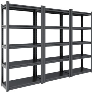5 Tier Adjustable Metal Shelves in Black,2000 LBS. Heavy Duty Storage Shelves, Garage Shelf Industrial Shelving Units