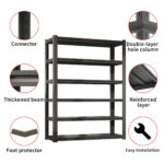 6 Tier Adjustable Metal Shelves in Black,2400 LBS. Heavy Duty Storage Shelves, Garage Shelf Industrial Shelving Units