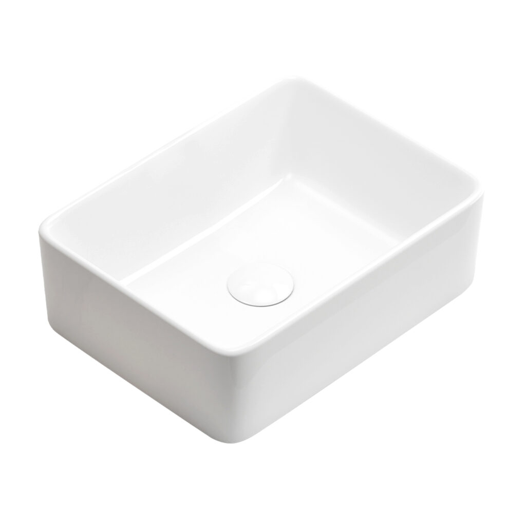 HE Classic Vessel Bathroom Sink in White Ceramic