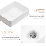 HE Classic Vessel Bathroom Sink in White Ceramic