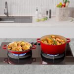 6 qt. Round Cast Iron Dutch Oven in Red with 2 qt. Lid, 2-in-1 function, Maximum Heat Resistance of 500℉