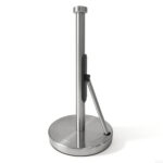 Freestanding Silver Countertop Kitchen Paper Towel Holder, with Tension Arm, Storage and Tidy