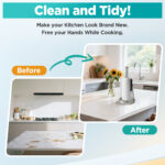 Freestanding Silver Countertop Kitchen Paper Towel Holder, with Tension Arm, Storage and Tidy