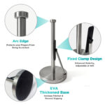Freestanding Silver Countertop Kitchen Paper Towel Holder, with Tension Arm, Storage and Tidy