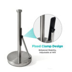Freestanding Silver Countertop Kitchen Paper Towel Holder, with Tension Arm, Storage and Tidy