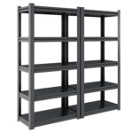 5 Tier Adjustable Metal Shelves in Black,2000 lbs. Heavy Duty Storage Shelves, Garage Shelf Industrial Shelving Units