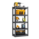 5 Tier Adjustable Metal Shelves in Black,2000 lbs. Heavy Duty Storage Shelves, Garage Shelf Industrial Shelving Units