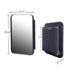 Matte Black 16 in. W x 24 in. H Rectangular Metal Medicine Cabinet with Mirror, Framed and Recessed