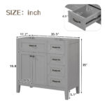 BY 35.5 in. Bath Vanity Cabinet without Top Unassembled,with 2 Doors,3 Drawers