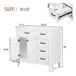 BY 35.5 in. Bath Vanity Cabinet without Top Unassembled,with 2 Doors,3 Drawers