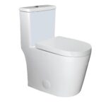 BW 12 in. Floor Mounted Compact 1-Piece 0.8/1.6 GPF Dual Flush Elongated Toilet in White, Seat Included