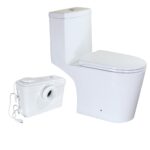 BW 12 in. Floor Mounted 2-Piece 1.1/1.6GPF Dual Flush Elongated Toilet in White, Seat Included,for Basement