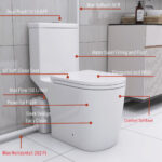 BW 12 in. Floor Mounted 2-Piece 1.1/1.6GPF Dual Flush Elongated Toilet in White, Seat Included,for Basement