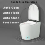 BW Elongated Smart Bidet Toilet 1.28 GPF in White with Black Panel with Auto Open Auto Flush, Heated Seat