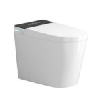 BW Elongated Smart Bidet Toilet 1.28 GPF in White with Black Panel with Auto Open Auto Flush, Heated Seat