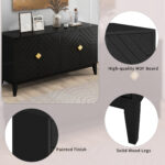 NH 60.00 in. W x 15.70 in. D x 33.00 in. H Solid Wood+MDF Ready to Assemble Sideboard/Kitchen Cabinet in Painted Black