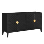 NH 60.00 in. W x 15.70 in. D x 33.00 in. H Solid Wood+MDF Ready to Assemble Sideboard/Kitchen Cabinet in Painted Black