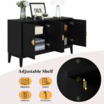NH 60.00 in. W x 15.70 in. D x 33.00 in. H Solid Wood+MDF Ready to Assemble Sideboard/Kitchen Cabinet in Painted Black