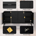 NH 60.00 in. W x 15.70 in. D x 33.00 in. H Solid Wood+MDF Ready to Assemble Sideboard/Kitchen Cabinet in Painted Black