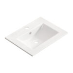 HE Undermount Rectangular Bathroom Sink in Glossy White Ceramic,Integrated basin and countertop
