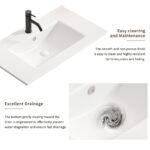HE Undermount Rectangular Bathroom Sink in Glossy White Ceramic,Integrated basin and countertop