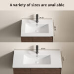 HE Undermount Rectangular Bathroom Sink in Glossy White Ceramic,Integrated basin and countertop