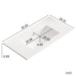 HE Undermount Rectangular Bathroom Sink in Glossy White Ceramic,Integrated basin and countertop