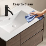 HE Undermount Rectangular Bathroom Sink in Glossy White Ceramic,Integrated basin and countertop