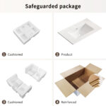 HE Undermount Rectangular Bathroom Sink in Glossy White Ceramic,Integrated basin and countertop