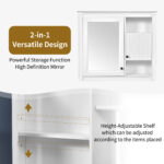 MS 31.97 in. W x 27.75 in. H Rectangular MDF Medicine Cabinet with Mirror,White