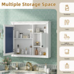 MS 31.97 in. W x 27.75 in. H Rectangular MDF Medicine Cabinet with Mirror,White