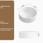 HE Stripe Vessel Bathroom Sink in White Ceramic