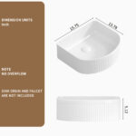 HE Stripe Vessel Bathroom Sink in White Ceramic