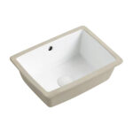 HE Undermount Rectangular Bathroom Sink in Milk White Ceramic