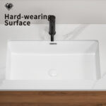 HE Undermount Rectangular Bathroom Sink in Milk White Ceramic