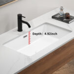 HE Undermount Rectangular Bathroom Sink in Milk White Ceramic
