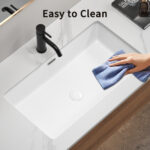 HE Undermount Rectangular Bathroom Sink in Milk White Ceramic