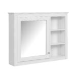 MS 36 in. W x 28 in. H Rectangular MDF Medicine Cabinet with Mirror,White,with 2 open shelves