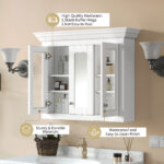 MS 35.03 in. W x 28 in. H Rectangular MDF Medicine Cabinet with Mirror,White