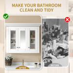 MS 35.03 in. W x 28 in. H Rectangular MDF Medicine Cabinet with Mirror,White