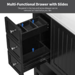 BY 35.5 in. Bath Vanity Cabinet without Top in Black Unassembled,with 1 Door,3 Drawers,open shelf