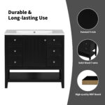 BY 35.5 in. Bath Vanity Cabinet without Top in Black Unassembled,with 1 Door,3 Drawers,open shelf