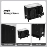 BY 35.5 in. Bath Vanity Cabinet without Top in Black Unassembled,with 1 Door,3 Drawers,open shelf