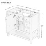 BY 35.5 in. Bath Vanity Cabinet without Top in Black Unassembled,with 1 Door,3 Drawers,open shelf