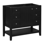 BY 35.5 in. Bath Vanity Cabinet without Top in Black Unassembled,with 1 Door,3 Drawers,open shelf