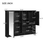 MS 36.22 in. W x 28.22 in. H Rectangular MDF Medicine Cabinet with Mirror,Black